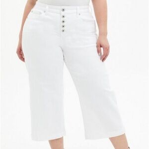 Torrid 28 Crop Wide Leg Vintage Stretch High-Rise Jean in Optic White